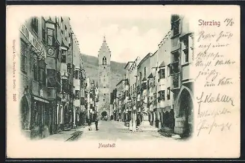 AK Sterzing, Strassenansicht in Neustadt