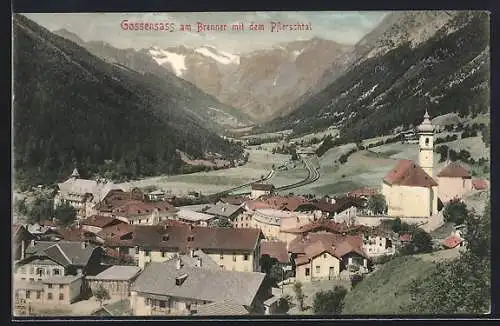 AK Gossensass am Brenner, Ortsansicht mit dem Pflerschtal