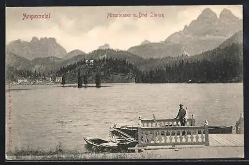 AK Misurina, Blick über den See mit den drei Zinnen
