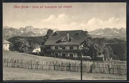 AK Ober-Bozen /Ritten, Partie mit Rosengarten und Latemar