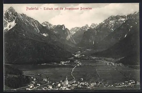 AK Toblach, Ortschaft gegen Ampezzaner Dolomiten