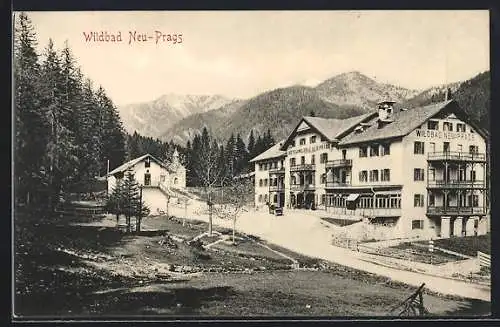 AK Prags, Hotel Wildbad Neu-Prags mit Kapelle