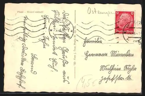 AK Pilsen, Motiv vom Hauptbahnhof