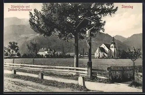 AK Sterzing, Blick auf die Pfarrkirche und das Deutsche-Ordenshaus