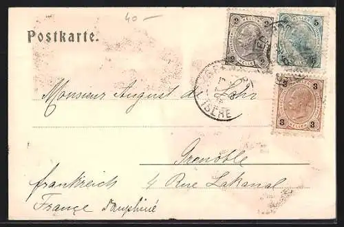 AK Niederdorf, Gesamtansicht mit Gebirgswand