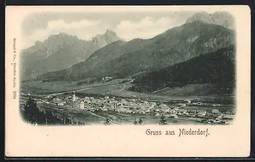 AK Niederdorf, Totalansicht mit Kirche