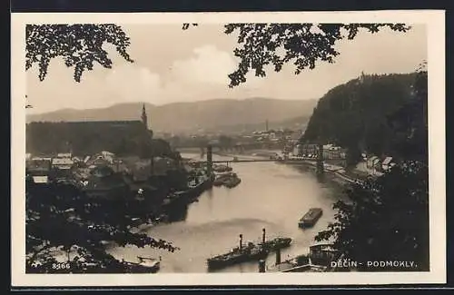 AK Decin-Podmokly, Panorama, Schiffe