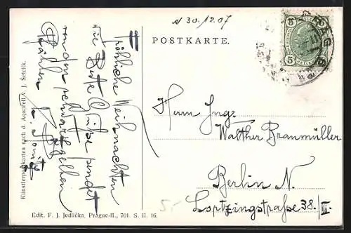 Künstler-AK Jaroslav Setelik: Prag, Hradschin mit Kleinseite, Ansicht vom Laurenziberg