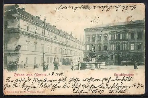 AK Olmütz, Spitalskaserne und Brunnen