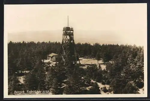 AK Neustadt (aT) / Nove Mesto Pod Smrkem, Schutzhaus und Aussichtsturm Tafelfichte