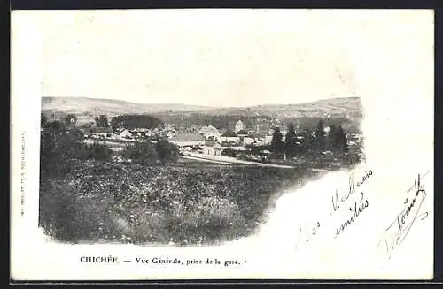 AK Chichée, Vue Générale, prise de la gare