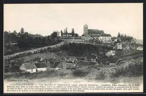 AK Chatel-Censoir, Côté Sud-Est, vue sur l`église et le village pittoresque entouré de collines