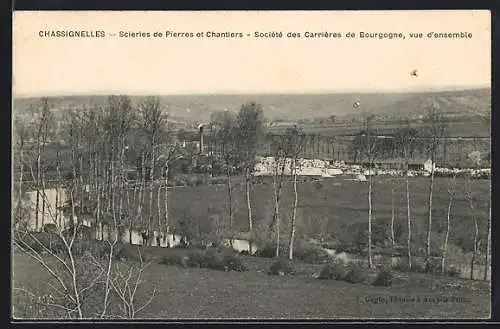 AK Chassignelles, Scieries de Pierres et Chantiers, Société des Carrières de Bourgogne, vue d`ensemble