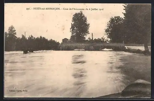 AK Nuits-sur-Armancon, Crue de l`Armancon du 6 Juillet 1916