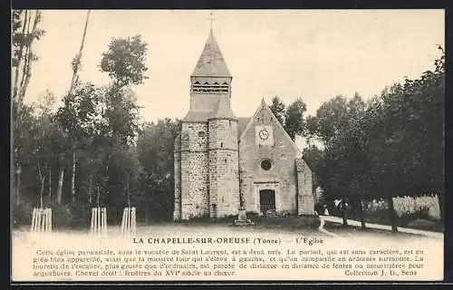 AK La Chapelle-sur-Oreuse /Yonne, L`église et son architecture médiévale
