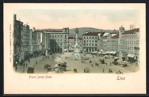 AK Linz a. D., Franz Josef-Platz, Strassenbahn