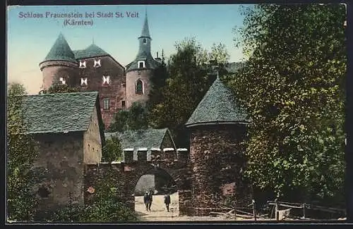 AK St. Veit /Kärnten, Schloss Frauenstein, Panorama mit Torbogen