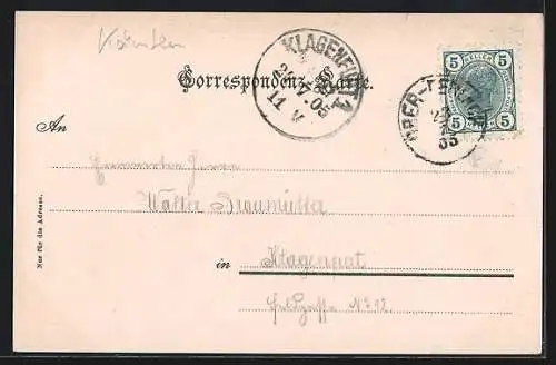 AK Ferlach, Ortsansicht mit Strassenbrücke und Bergpanorama, Mauer