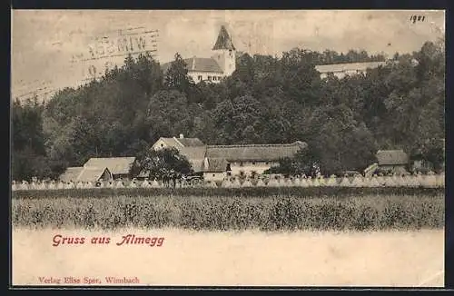 AK Steinerkirchen an der Traun, Schloss Almegg mit Heugarben