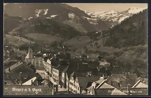 AK Weyer a. d. Enns, Strassenpartie mit Kirche