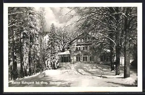 AK Radegund bei Graz, Kurhaus im Schnee