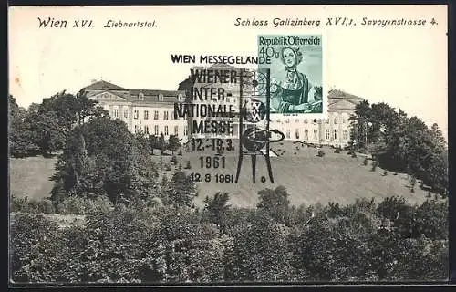 AK Wien, Liebhartstal mit Schloss Galizinberg, Savoyenstrasse 4