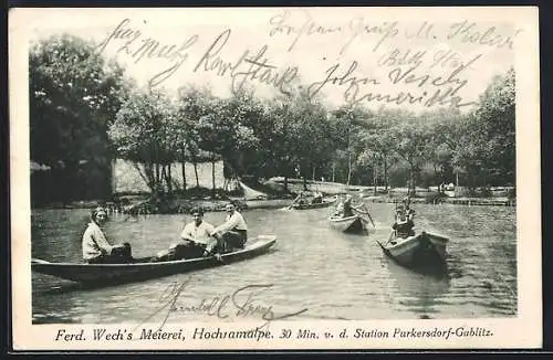 AK Gablitz, Ferd. Wech`s Meierei Hochramalpe, Kanus
