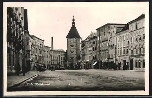 AK Wels, Gasthaus und Strassenleben am Stadtplatz