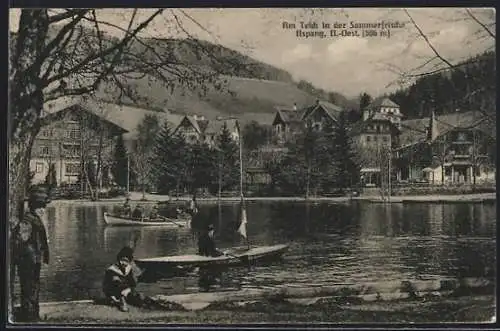 AK Aspang /N.-Oest, Am Teich mit Booten