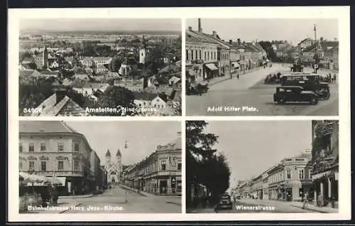 AK Amstetten, Wienerstrasse, Bahnhofstrasse und Hauptplatz