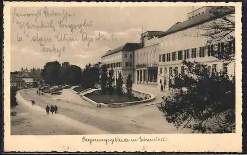 AK Eisenstadt, Regierungsgebäude mit Strassenpartie