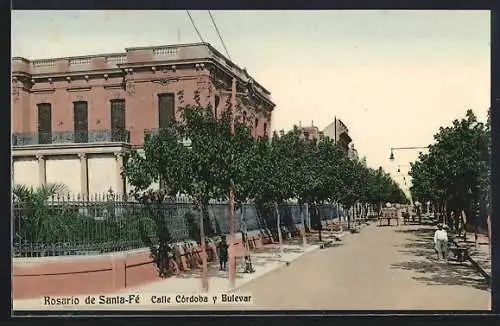 AK Rosario de Santa-Fé, Calle Córdoba y Bulevar