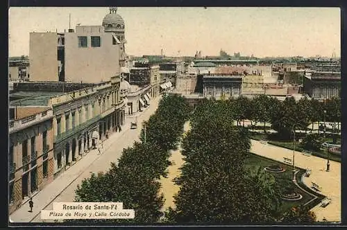 AK Rosario de Santa-Fé, Plaza de Mayo y Calle Córdoba
