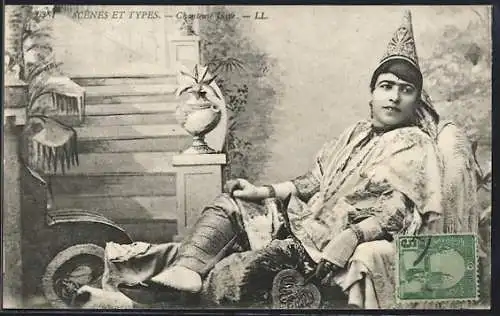 AK Scènes et Types, Chanteuse juive, jüdische Sängerin in traditioneller Kleidung