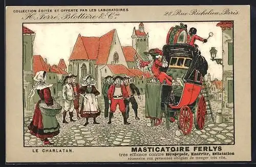 AK Podre et Cigarettes d`Abyssinie Exibard, Le Charlatan, Zigaretten gegen Asthma, Mittelalterliche Szene