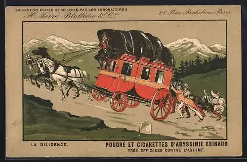 AK Masticatoire Ferlys, Pferdekutsche wird den Berg hochgeschoben