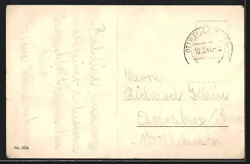 AK Briefmarkensprache für Verliebte, Mann fasst der Frau an die Schulter