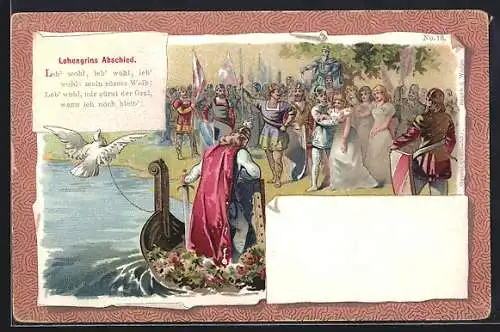 AK Lohengrins Abschied, Leb'wohl mein süsses Weib