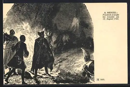 Künstler-AK Liegnitz, König Friedrich II. (der Grosse) am 15.8.1760