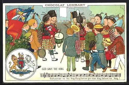 AK Chocolat Lombart Paris, God save the King, Britische Kinder