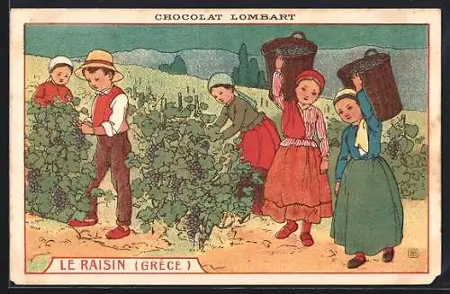 Künstler-AK Reklame für Chocolat Lombart, Le Raisin (Grèce)