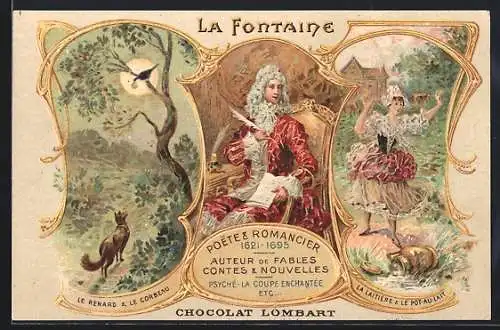 AK La Fontaine, Poet und Romancier, Le Renard & Le Corbeau, La Laitière & le Pot-au-Lait