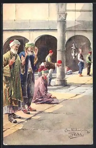 AK Constantinopel, Betende Türken, Musulmans en prière