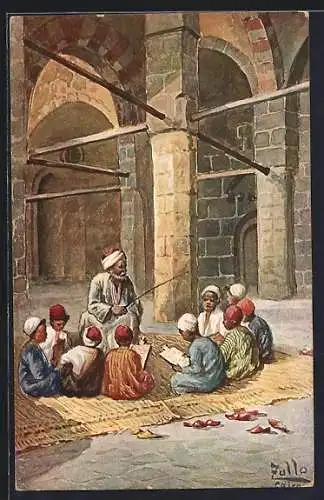 Künstler-AK Cairo, Schüler und Lehrer