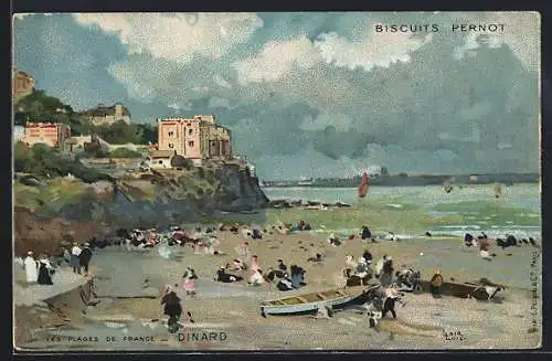 Künstler-AK sign. Luigi Loir: Dinan, Les Plages de France, Strand, Reklame Biscuits Pernot