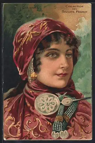AK Chilienne, Collection des Biscuits Pernot, Kekse, Jugendstil