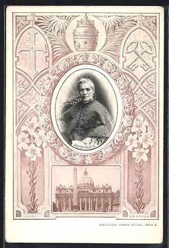 AK Vatikan, Pius X. und Pabstkrone
