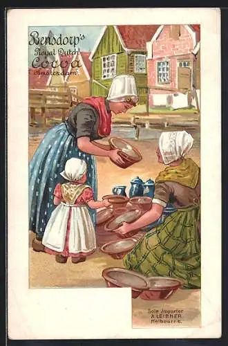 Lithographie Reklame für Bensdorp`s reiner holländ. Kakao, Geschirrverkäuferin