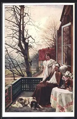 AK Verwundeter Soldat mit seiner Liebsten nach der Heimkehr
