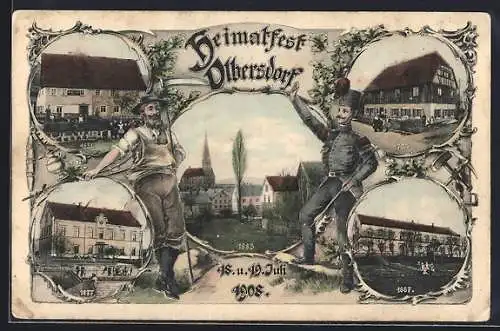 AK Olbersdorf, Festpostkarte Heimatfest 1908, Bergmann
